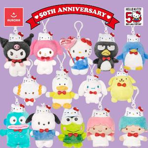 산리오인형 헬로키티 50주년  기념 가방고리 14종 마이멜로디 쿠로미 시나모롤 폼폼푸린 포차코 한교동 케로케로케로피 턱시도샘 배드바츠마루 아리루노페클 리틀트윈스타 애차 동물 인형