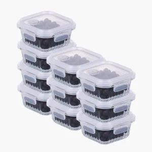 네오플램 웨이브락 내열유리 밀폐용기 V(스팀홀) 밥용기 10p(정사각 320mLx10)