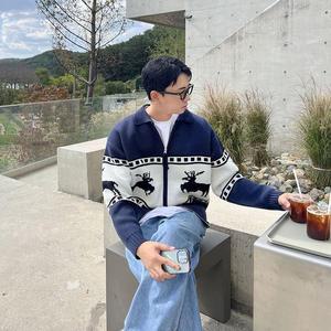 남자봄가디건 코위찬 남자오버핏가디건 사슴 자수