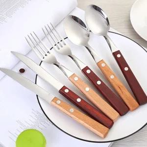 우드 스푼 포크 나이프 카페 디저트 브런치 양식기
