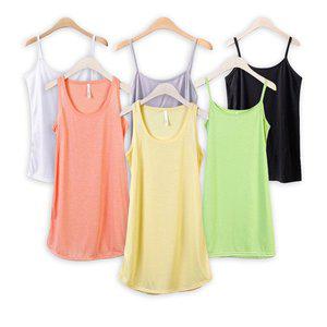 [아이우먼]빅사이즈여성의류 끈 롱 나시 망고 이너 레이어드 티