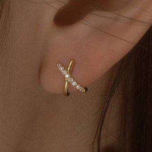 [더블유비엘]14k post 테리아 엑스 큐빅 귀걸이   (윙블링)