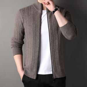 EAMT 남자니트 집업 솔리드 퓨어 울 도톰 아우터 봄가을 지퍼 카디건 기모 코트 스웨터 YONG4