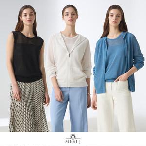[메시제이] 인견 니트 크로셰 앙상블세트 (후드점퍼+니트탑)
