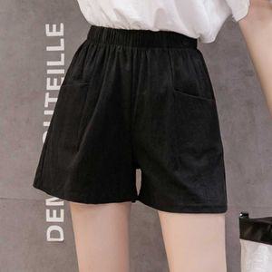 사이드 포켓 사선 포인트 캐주얼 3부 허리밴딩 반바지 밴딩바지 여름 4부 여자 와이드 반바지 면 팬츠