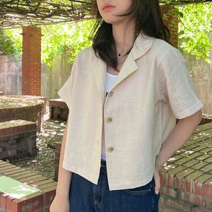 GM 린넨 크롭 자켓 여성 여름 반팔 썸머 데일리 캐주얼 클래식