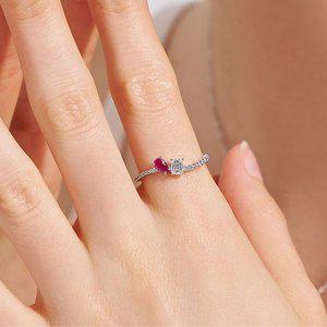 [도로시] 18k 블렌드 페어컷 루비 반지(랩 다이아몬드)