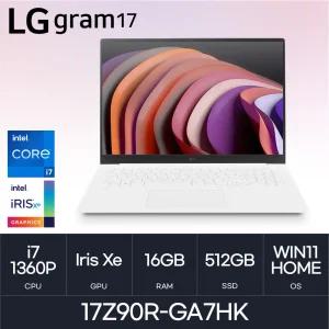 HMC / LG전자 그램17 / 17Z90R-GA7HK (D5 RAM 16GB / NVMe 512GB / WIN11H) / i7-1360P / 화이트 / 350nit