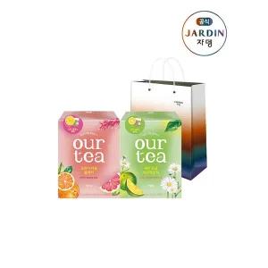 [하프클럽/쟈뎅]아워티 제주청귤 캐모마일티 8P + 오렌지자몽 블랙티 8P+쇼핑백