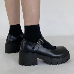 슈즈원 벨크로 메리제인 키높이 통굽 로퍼(2color/6cm)