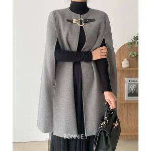 [하프클럽/보니제이]벨트 트임 판쵸 숄 가디건 라운드넥 자켓 코트