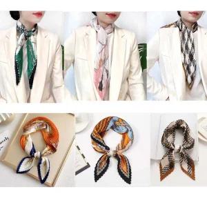 70*70 주름스카프 실크 공단 여성스카프 쁘띠