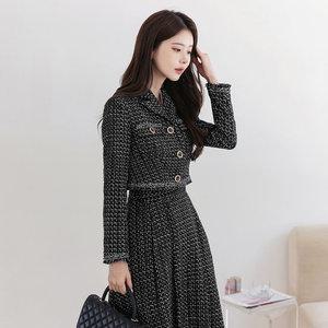 [시크라인] 더블릭 프린지 트위드 셋업 자켓