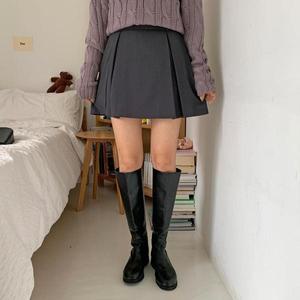 [옷자락]여자 가을 베이직 맞주름 밴딩 교복 스판 미니스커트
