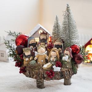 크리스마스 장식 성탄절 센터피스 베들레헴 성탄마을 테이블 탁상용 데코 소품 교회 예수 꾸미기 조화