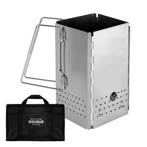 꾸버스 특대형 차콜스타터 사각 접이식 스테인리스 캠핑 바베큐그릴 숯점화통 가방포함