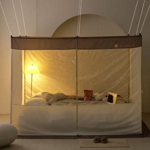 클래식 사각 난방텐트 단품 퀸킹 캐노피 침대 실내 보온 텐트 방한 방풍 바