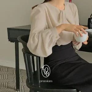 핫핑 [LOVB] L-1437 사선브이넥 꼬임 셔링블라우스