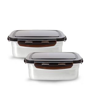 스텐 밀폐용기 직사각 900ml 2P / 반찬통 보관용기