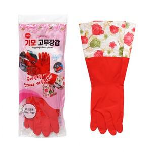 겨울 방한 꽃무늬 라텍스 기모 고무 장갑 청소 김장 준비물