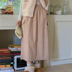 [옷자락]여자 겨울 카고치마 빅사이즈 골덴 뒤트임 롱스커트