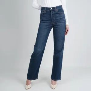 리바이스 여성 청바지 약기모 립케이지 스트레이트 웜진 다크블루 726930178