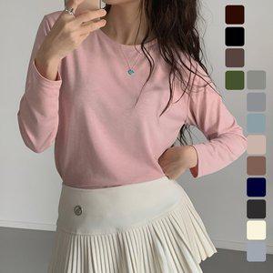 [옷자락]여자 속기모 라운드넥 얇은긴팔 겨울속티 무지티셔츠