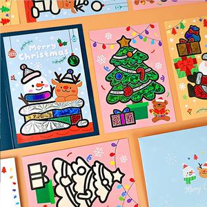 [오늘놀이] 반짝반짝 크리스마스 포일아트 카드(산타/트리/눈사람/카드 봉투 포함/KC인증)