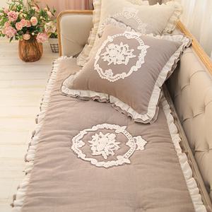 럭스 메종 레이스 린넨 프릴 쇼파패드 3인용