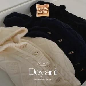 핫핑 [식빵니트] 드야니 후드 꽈배기 니트집업