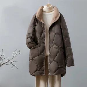 5컬러 여성 배색 오리털 다운코트 1P(55-77) 여자 경량 패딩점퍼 자켓 겨울 보온