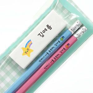 [연필+지우개세트]주문제작 문구인쇄 스테들러 파스텔 육각 2B HB 네임연필 네임지우개 위클래스 학생주간 학생선물