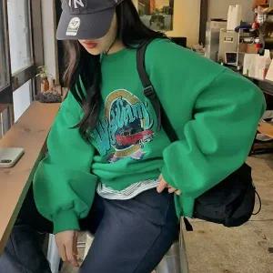 핫핑 [후끈후끈/벌룬핏] 코스카 라운드넥 프린팅 루즈핏 양기모 맨투맨