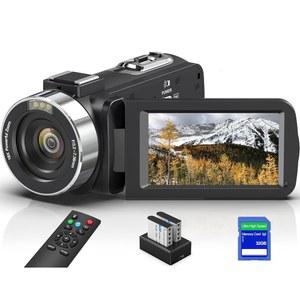 8K 64MP 비디오 카메라 캠코더(IR Night Vision Vlogging Camera 포함), 유튜브용 Zoom WiFi 디지털 터치스크린 캠코더(32G SD 카드 2.4G 리모컨, 마이크 및 배터리 2개 포함