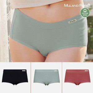 [물랑루즈]모네 면스판 위생여숏드로즈팬티 여성생리사각속옷 샘방지코팅 3종세트_P301698103