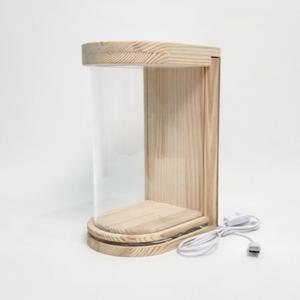 LED 진열장 라운드 아크릴 이앤위즈 무드케이스 원목