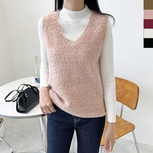 [오노마] ONM 여자상의 뽀글이 니트조끼 여자러블리