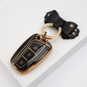 현대 호환용 스마트키 3버튼 그랜저HG 맥스크루즈 산타페DM 에쿠스 제네시스DH TPU 차키 케이스+리본키링