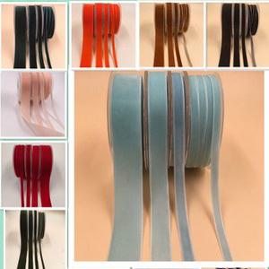 벨벳 야드 6mm 9mm 16mm 25mm 소프트 리본 단일 얼굴 웨딩 파티 장식 선물 포장 머리 Bowknot DIY
