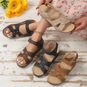 발편한 여성샌들 키높이 여름 스트랩 가죽 여자샌들 230~240mm 바캉스 해변 비치 신발 OFDJ-SLP13