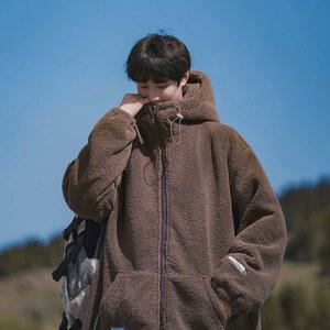 하이넥 양털 후드 오버핏 대학생 집업 자켓 뽀글이