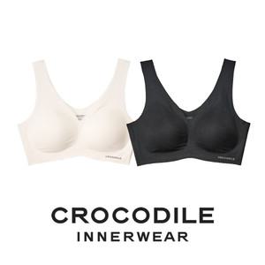 [크로커다일] 감탄브라 소프트핏 쉘론 V넥 패드일체형 브라2종 오트밀 블랙 CDWBR5M0508