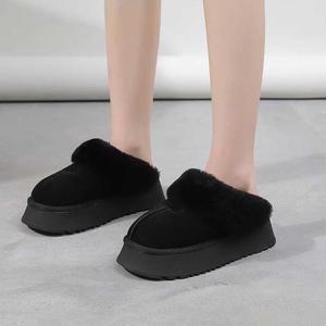 통굽 키높이심플 퍼안감 슬리퍼 뮬 겨울 여성 신발 한파