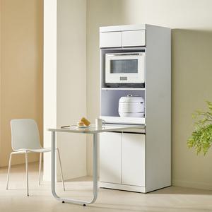 홈스빌 샤인 1800 화이트 하이그로시 주방 광파형 오븐 렌지대 식탁 테이블 수납장 슬라이드 밥솥대 키큰장