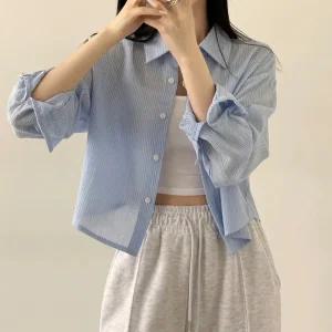 [모어오브]S_에피소드 셔츠 크롭 블라우스 탑