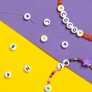 7mm 이니셜 알파벳 비즈/팔찌/만들기/공예/세트/컬러/구슬/유아/재료/꿰기/초등/학생/목걸이/어린이/생일