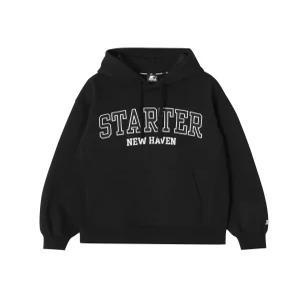 [스타터 블랙라벨] 뉴 헤이븐 아크 로고 헤비 스웨트 후디 (블랙) SA243IHD02_BLK
