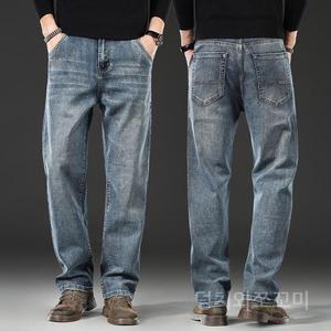 고급 남성 청바지 스트레이트 와이드 여름