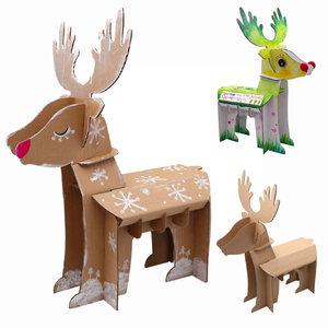 (쏘잇) 대형 박스 루돌프 만들기 (2종 중 택1)/종이의자 페이퍼 종이박스 꾸미기 골판지 완구 diy가구 페스티벌 인테리어 크리스마스 유아 유치원 초등 방과후 수업