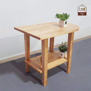 [다하미가구]클락 고무나무 원목 사이드협탁 침대옆협탁 수납 테이블 반타원형 600